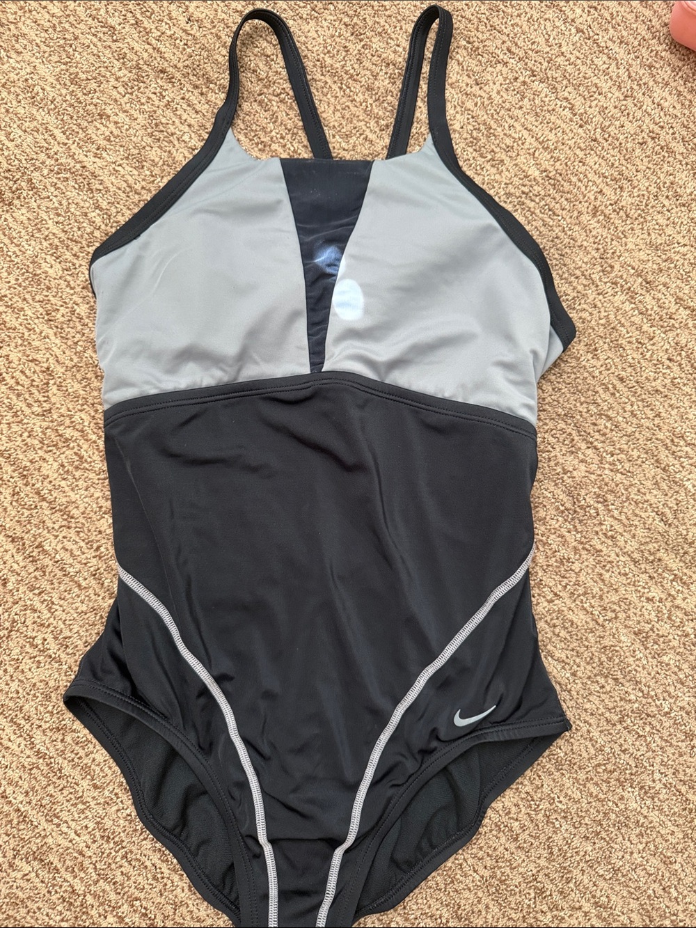 Nike Black and Gray Women's One-Piece Swim Suit